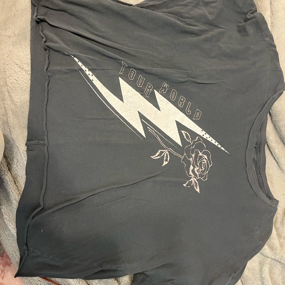 Gray Cropped Graphic Tee